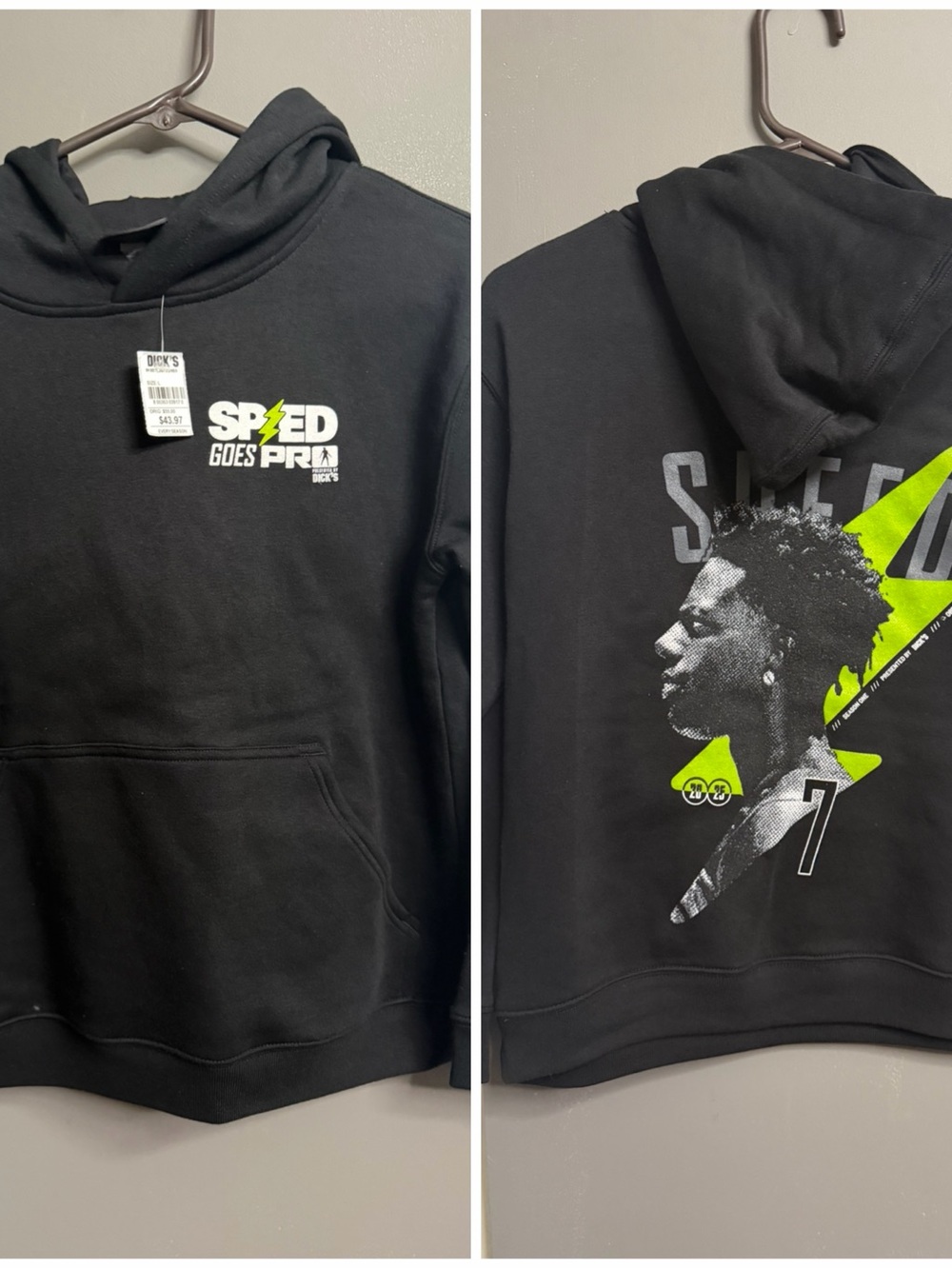 Youth Large Black Graphic Hoodie Sweatshirt - Speed Goes Pro
